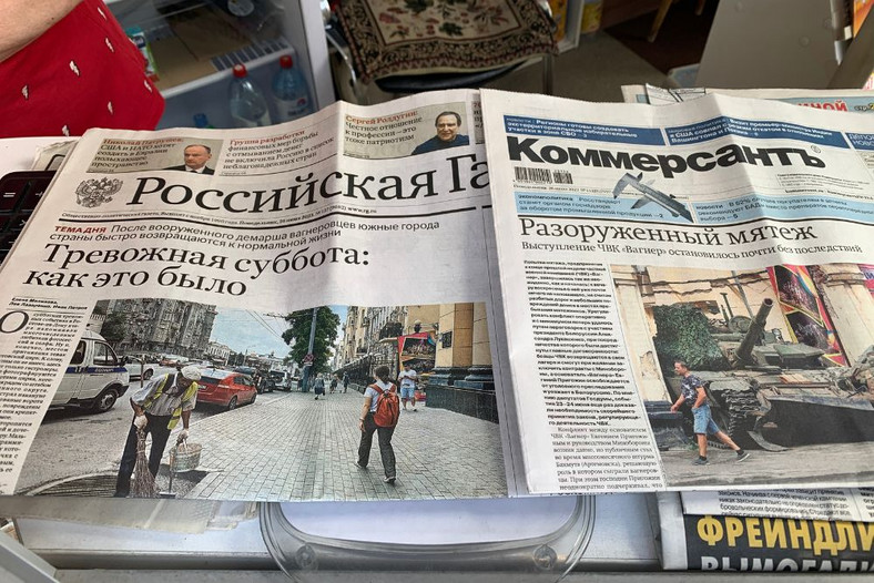 Pierwsze strony rosyjskich gazet, Moskwa 26 czerwca 2023 r.