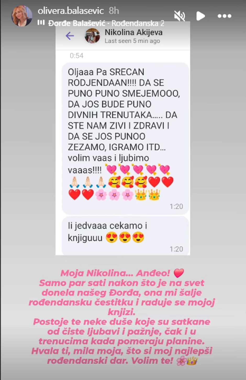 Olivera Balašević, rođendan