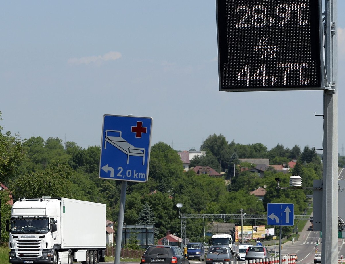 Wyświetlacz temperatury przy drodze