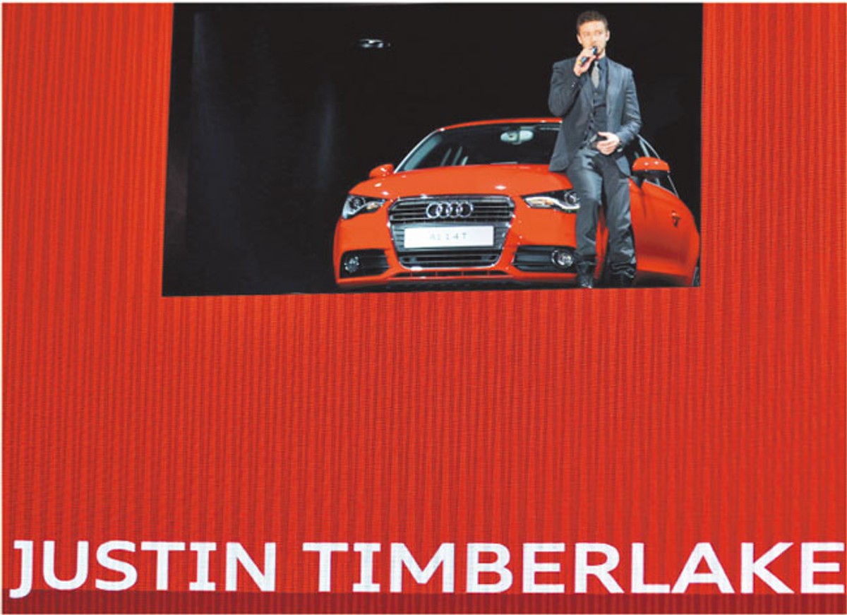 Justin Timberlake promuje w Genewie nowy model Audi A1 Fot. AFP