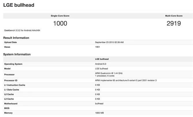 LG Nexus 5X ujawnia częściową specyfikację techniczną w Geekbench 3