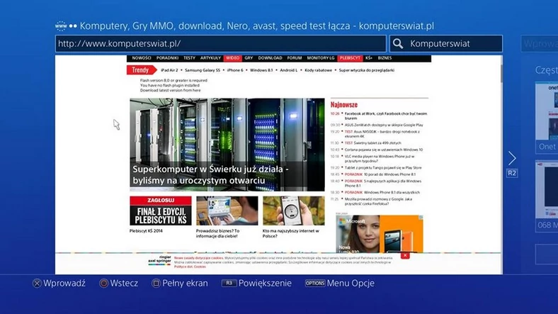 Przeglądanie stron internetowych na PlayStation 4 nie należy do najwygodniejszych, a wyniki wyszukiwania wolno się ładują