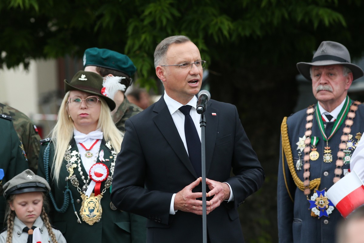 Prezydent RP Andrzej Duda podczas spotkania z mieszkańcami w Wągrowcu