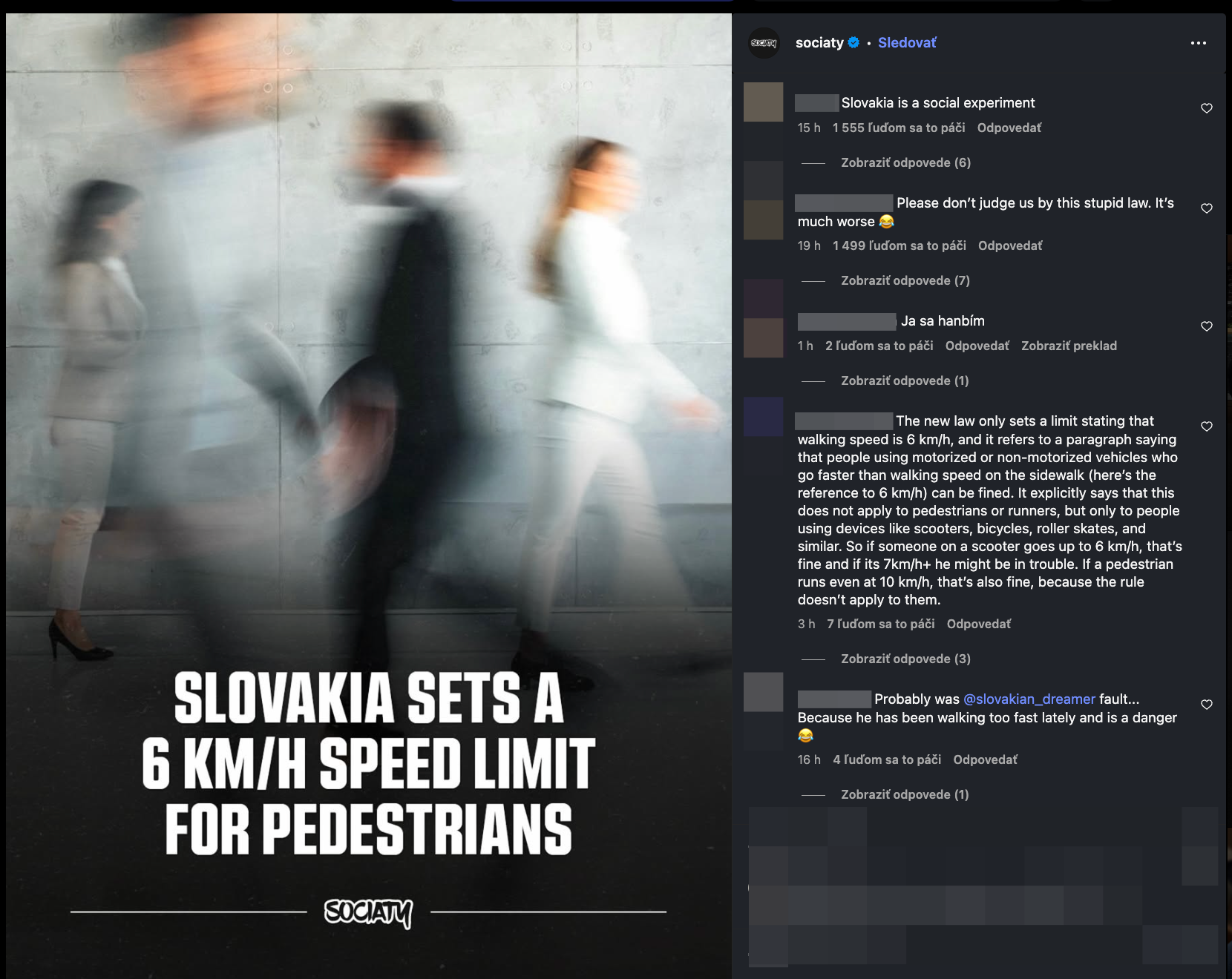 Nový slovenský zákon zaujal zahraničný profil na Instagrame. 