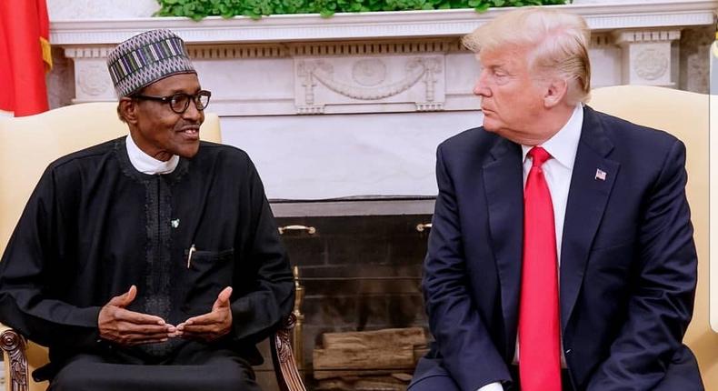 Nigeria's President Muhammadu Buhari and United States' President Donald Trump met at the White House in April 2018 to strengthen ties, but the US president has now slammed the door in the face of Nigerians seeking permanent residency in the North African country [White House Media]