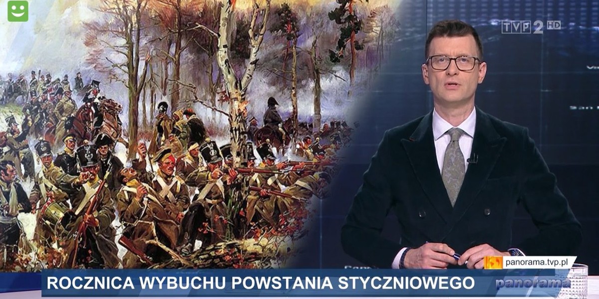 Osobie odpowiadającej za realizację materiału pomyliły się powstania... Rocznicę wybuchu styczniowego zilustrowała obrazem najkrwawszej bitwy listopadowego. 