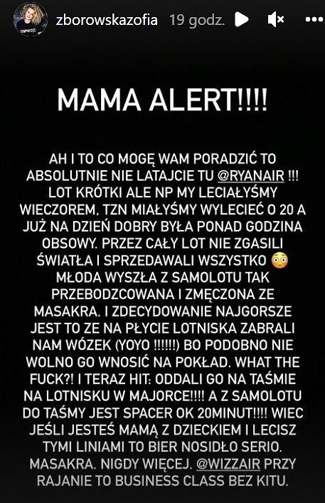 InstaStory Zofii Zborowskiej