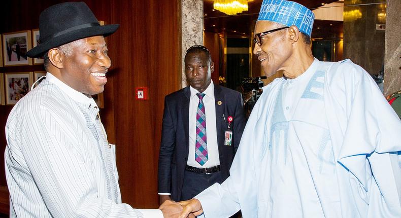 Former President Goodluck Jonathan and President Muhammadu Buhari