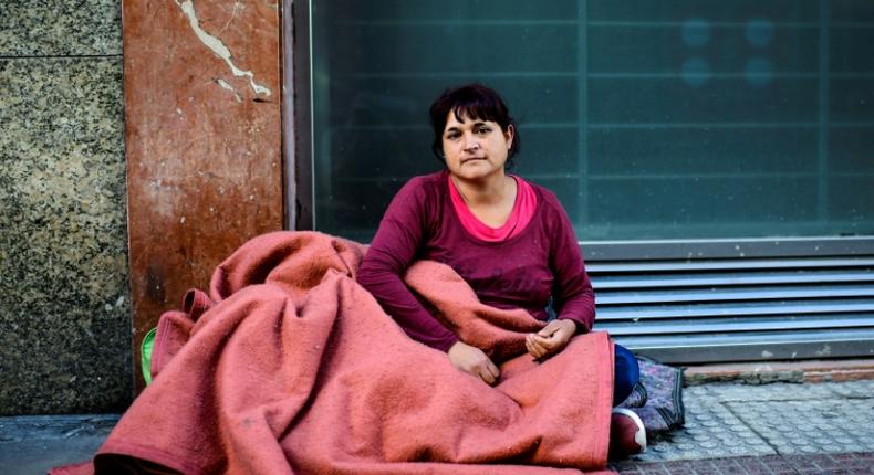 Soledad Sanchez has seven children -- and now sleeps in the enclosed entryway protecting an ATM