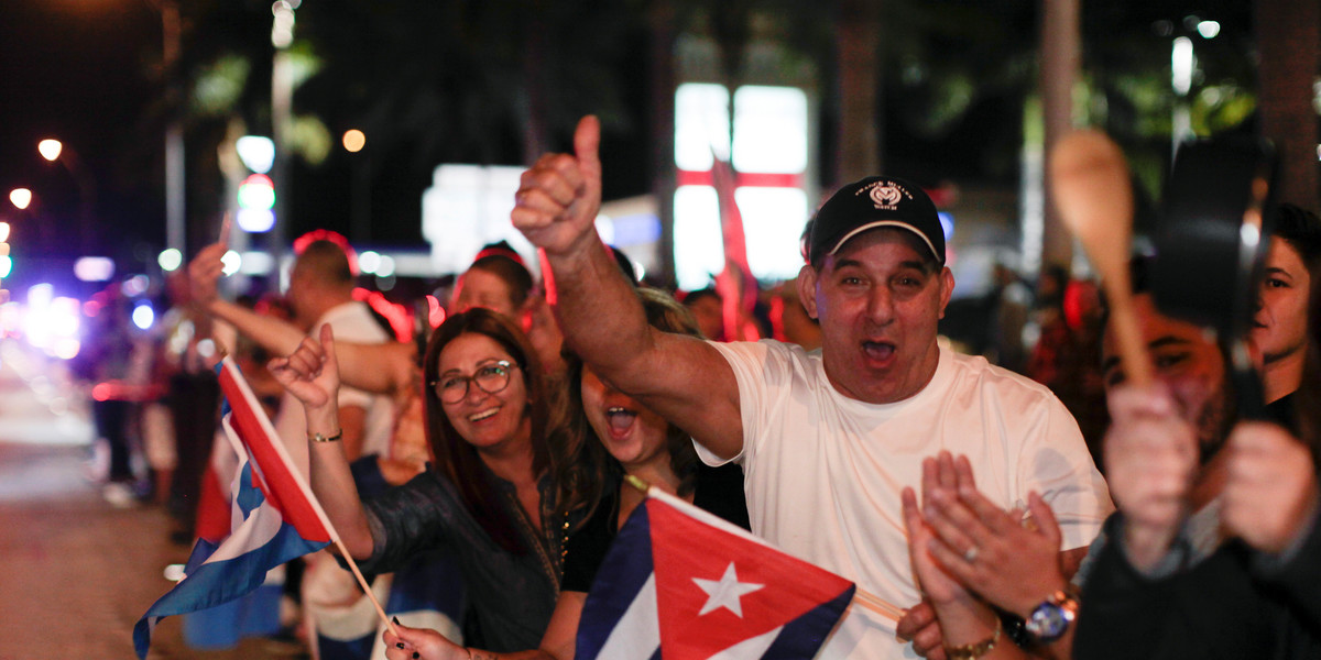 People flooded the streets in Miami celebrating the death of Fidel Castro
