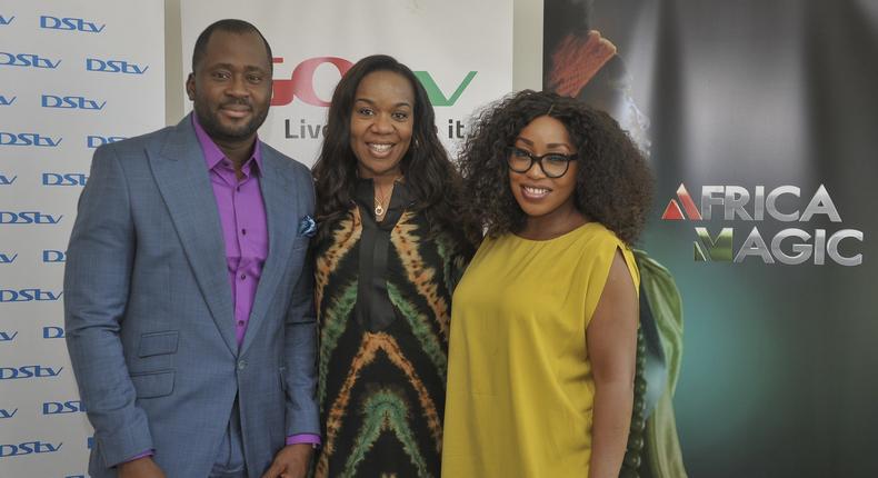 Desmond Elliott, M-Net Regional Director: West Africa, Wangi Mba-Uzoukwu and Rita Dominic at the M-Net Local Content roundtable at the just concluded MultiChoice Content Showcase in Mauritius.