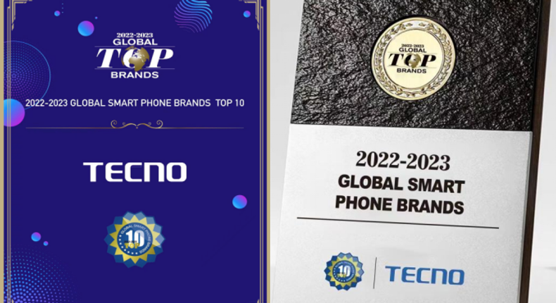 Certificate & Trophy of “2022-2023 GLOBAL SMART PHONE BRANDS TOP 10