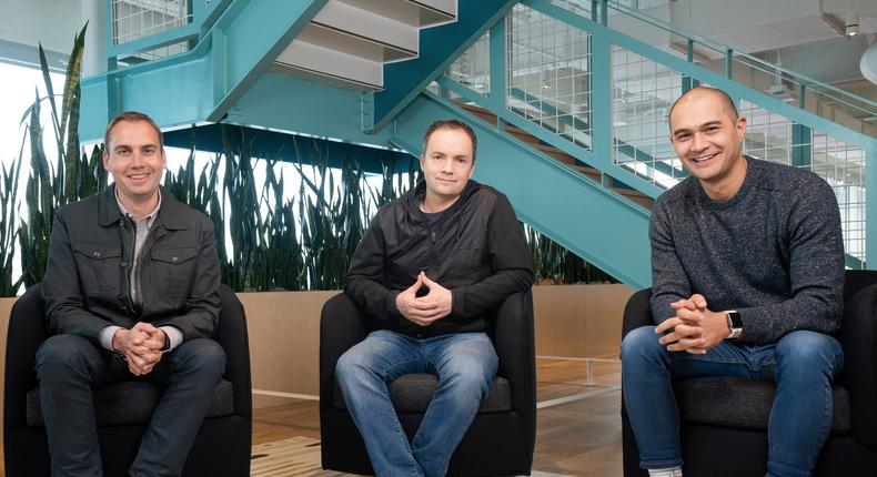 The three founders of Ember, from left to right Jeff Lyman, Kurt Avarell, and James Sukhan.Ember
