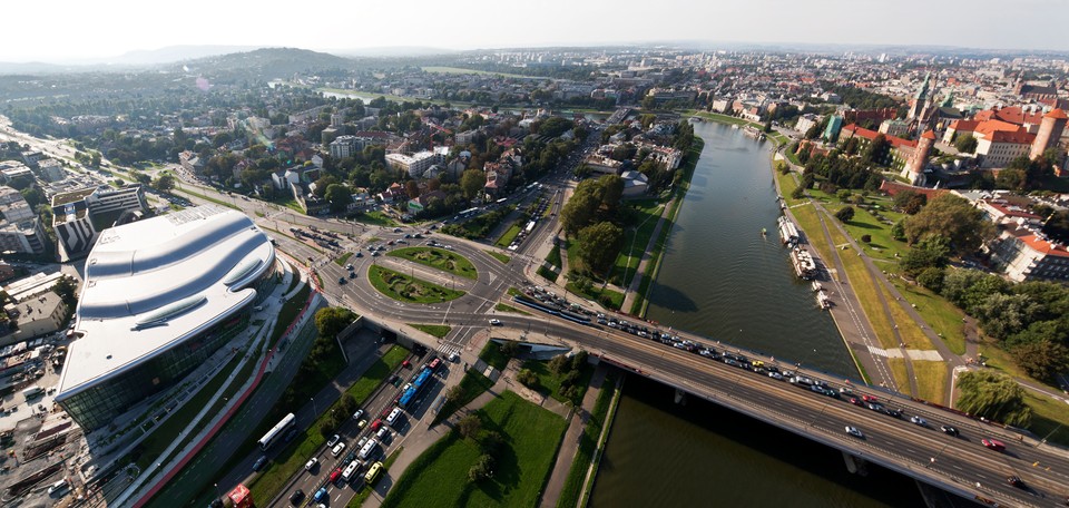 Centrum Kongresowe ICE Kraków widziane z lotu ptaka