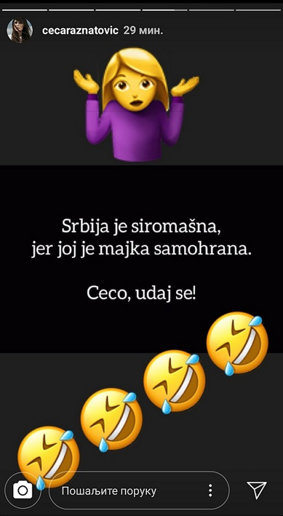 Ceca - objava na Instagramu