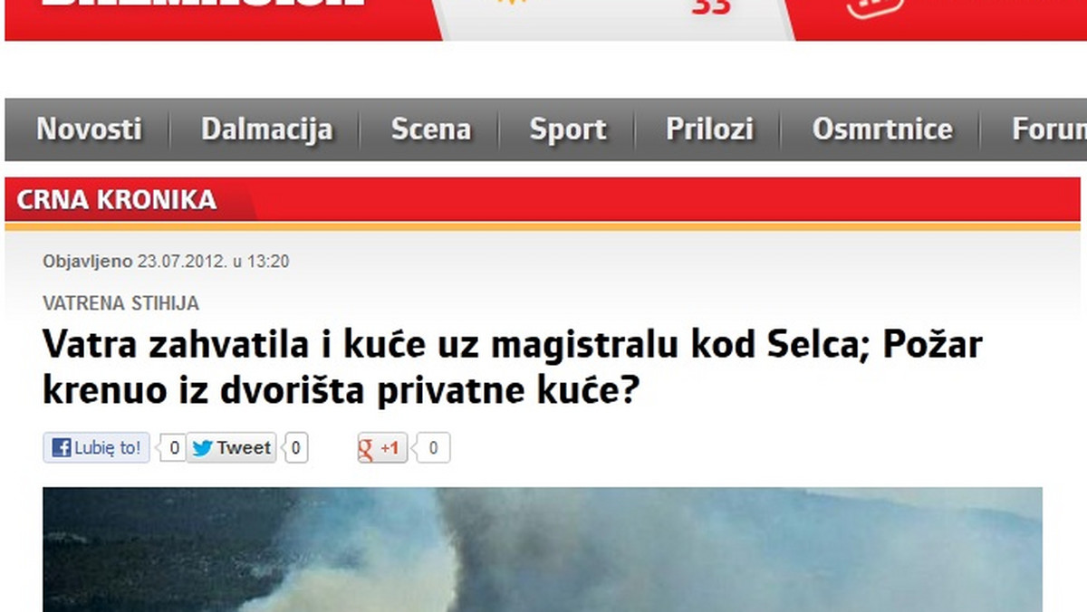 W ogromnym pożarze jaki wybuchł dziś rano w okolicach Crikvenicy i Novi Vinodolski w zatoce Kvarner w Chorwacji zginął strażak - informuje serwis novolist.hr. Choć w akcji ratowniczej bierze kilkadziesiąt zastępów straży pożarnej, a także okolicznych mieszkańców, sytuacja nadal nie została opanowana. Już o 11 rano ewakuowano turystów z pobliskiego kempingu w Selcach, a według relacji serwisu vecernij.hr, w okolicy panuje chaos. Ogień przedostał się na drugą stronę biegnącej przy wybrzeżu drogi szybkiego ruchu, a walkę z żywiołem utrudnia huraganowy wiatr.