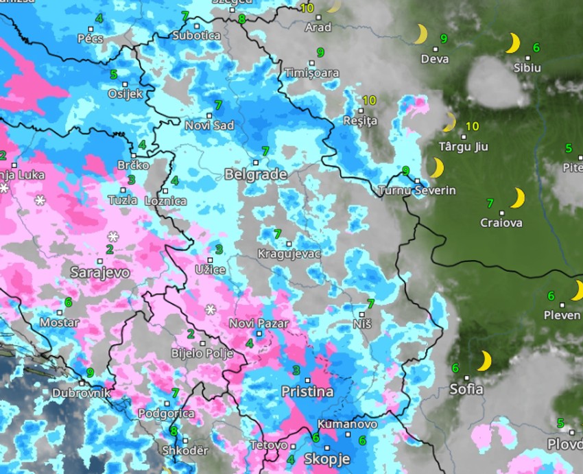 Kretaje padavina u petak u 4 časa