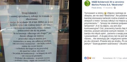 Kontrowersyjne ogłoszenie w sklepie. „Nie traktuj innych jak szmaty”