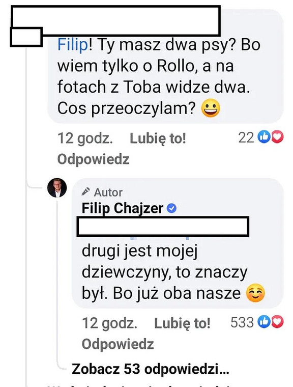 Screen z profilu Filipa Chajzera