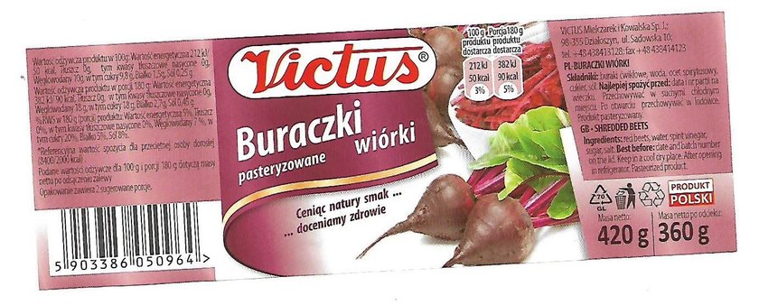 Buraczki Victus wycofane ze sprzedaży z powodu szkła