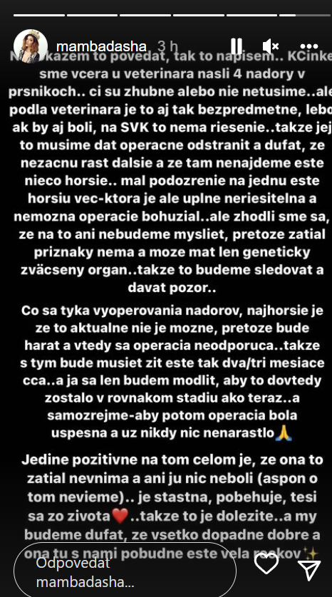 Speváčka Mamba prežíva ťažké obdobie. 