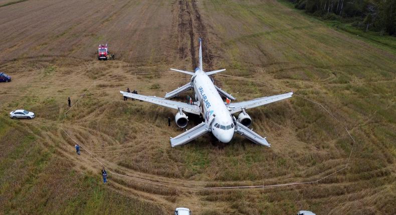 A Ural Airlines A320 has been stranded in a Siberia wheat field since September 12.Alexey Malgavko/Reuters