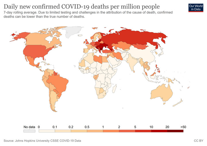 COVID-19 na świecie. Zgony. Stan na dzień 18 listopada