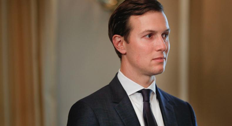 White House senior adviser Jared Kushner listens as President Donald Trump answer questions regarding the ongoing situation in North Korea, Friday, Aug. 11, 2017, at Trump National Golf Club in Bedminster, N.J.
