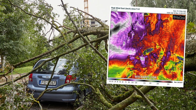 Kolejne tygodnie nie przyniosą spokoju w pogodzie (mapa: wxcharts.com)