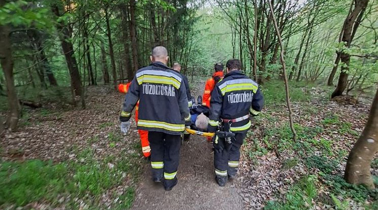 Barlangi mentéshez használt, speciális ágyon vitték el aférfit, nehéz volt megközelíteni a terep miatt / Fotó: Facebook