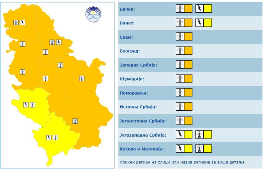 Meteoalarm za 21. jun