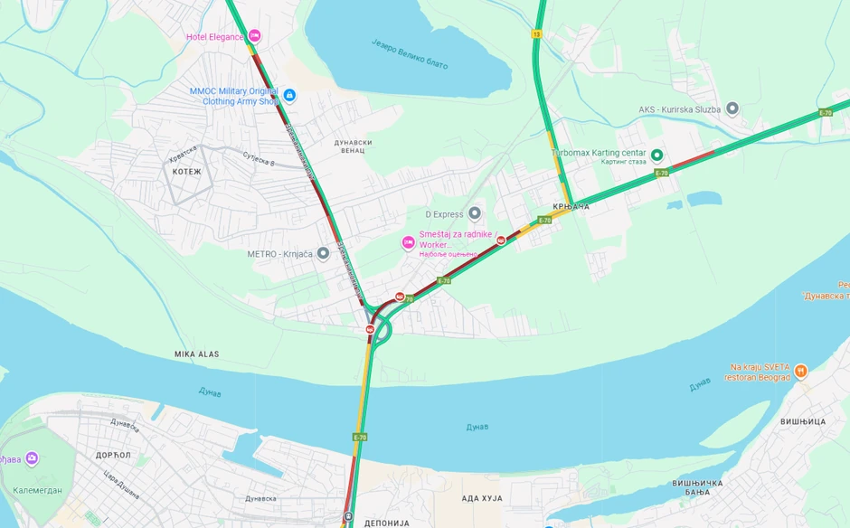Gužna na Pančevačkom mostu, Zrenjaninskom i Pančevačkom putu