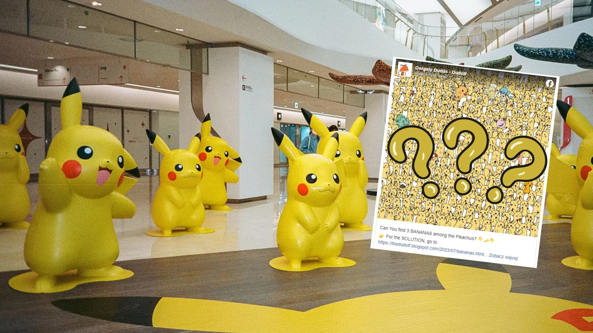 Znajdź trzy banany wśród Pikachu. To zadanie rozrusza szare komórki