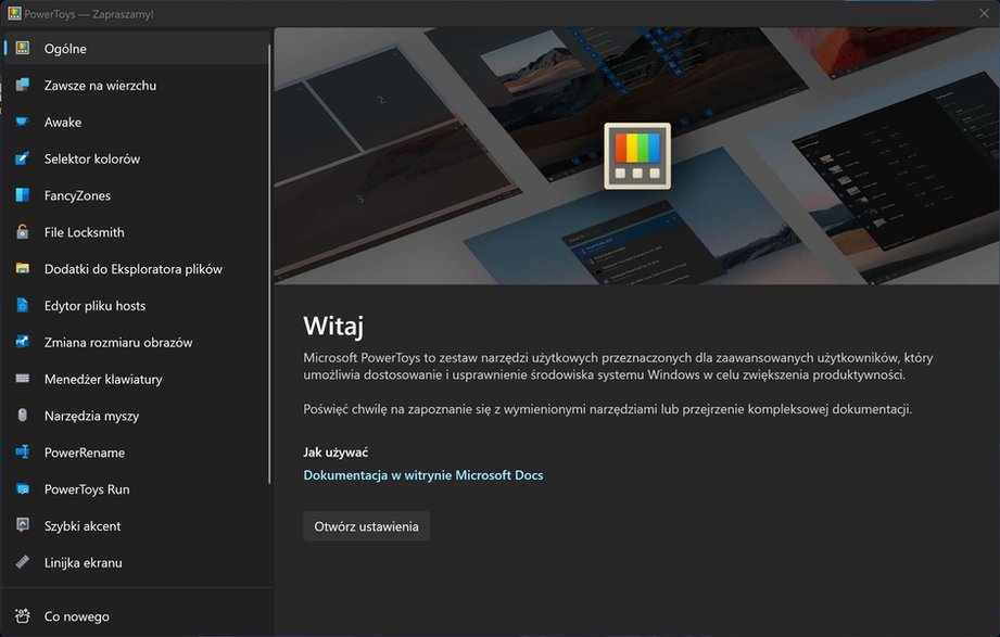 PowerToys – ekran początkowy