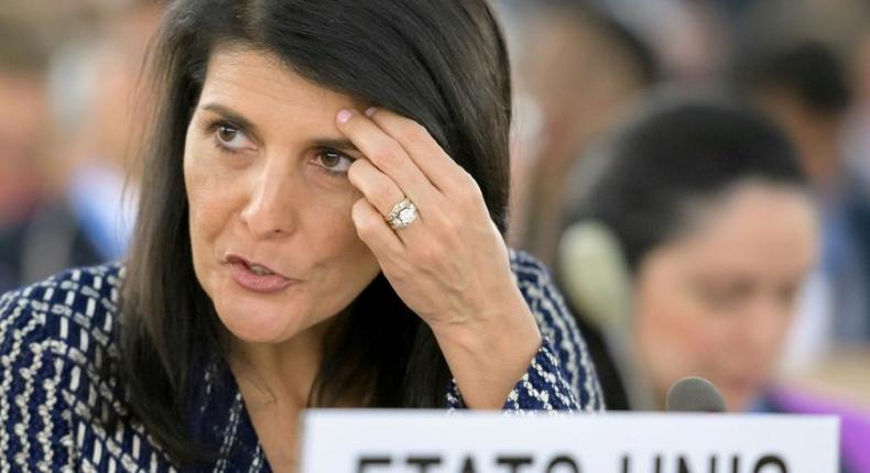 US Ambassador to the United Nations Nikki Haley denounced what she said was the UN Human Rights Council's anti-Israel bias