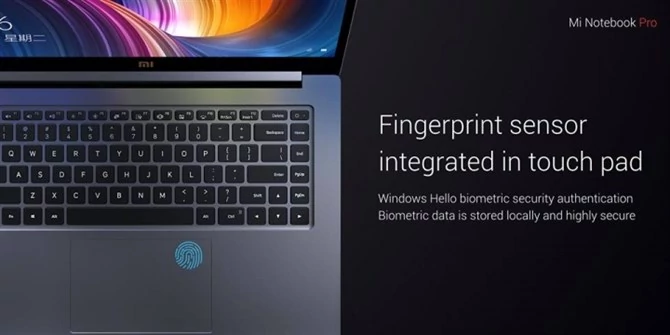 Xiaomi Mi Notebook Pro ma precyzyjny touchpad z czytnikiem linii papilarnych