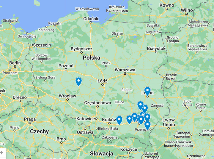 Mapa zakażeń legionellą / Paulina Wójtowicz