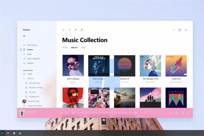 Windows 10 Project Neon w aplikacji Groove