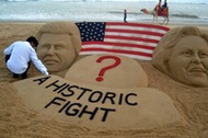 Sand sculpture USA Presidential Election