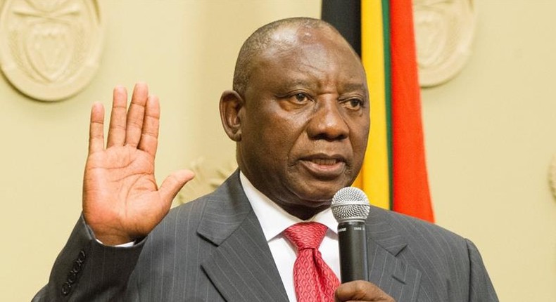 Ramaphosa during swearing in ceremony at the parliament in Cape Town