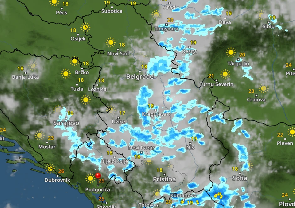 Kretanje kiše u 8 sati