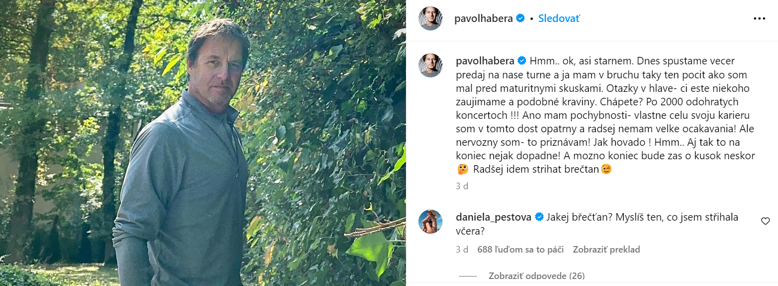 Peštová prekvapila komentárom pod Haberovým príspevkom.