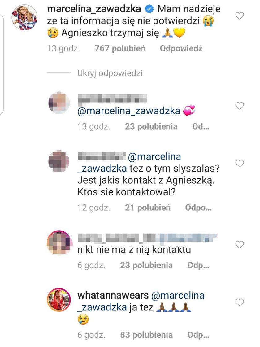 Komentarze na profilu Agnieszki Woźniak-Starak