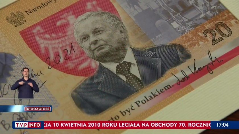 Podobizna Lecha Kaczyńskiego na banknocie okolicznościowym