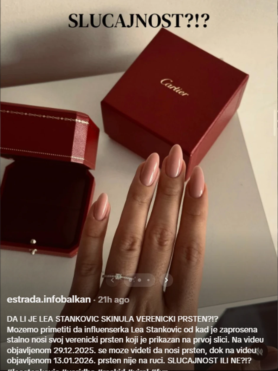 Korisnici društvene mreže Tik Tok su takođe primetili da Lea ne nosi prsten.