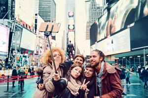 Group of friends making selfie