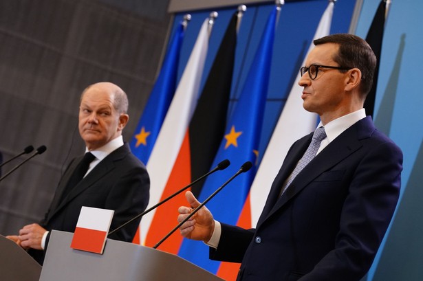 Premier Mateusz Morawiecki i kanclerz Olaf Scholz