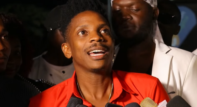 Comedian Eric Omondi speaks to reporters on the sidelines of Afrika Moja Concert on April 30, 2022
