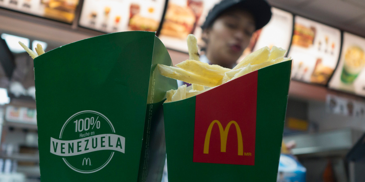 Deep-fried yucas are served at a McDonald's restaurant in Caracas.