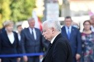 Prezes PiS Jarosław Kaczyński podczas na uroczystości na pl. Piłsudskiego w Warszawie